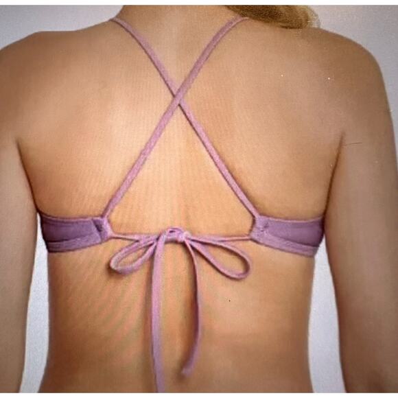Salt Cove Juniors Women' Molded‎ Push-Up Triangle Dusty Violet Swim Bikini Top L - Picture 6 of 6